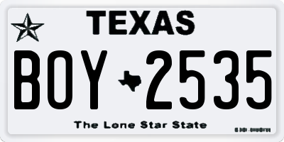 TX license plate BOY2535