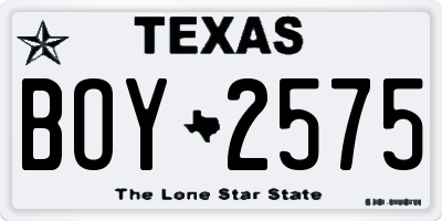 TX license plate BOY2575