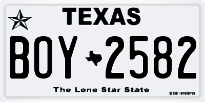 TX license plate BOY2582