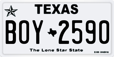 TX license plate BOY2590