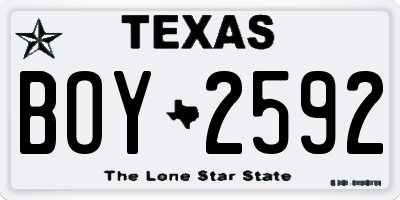 TX license plate BOY2592