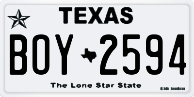 TX license plate BOY2594