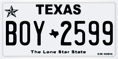 TX license plate BOY2599