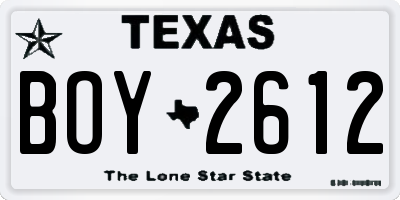 TX license plate BOY2612