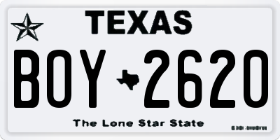 TX license plate BOY2620
