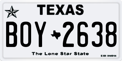 TX license plate BOY2638