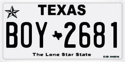 TX license plate BOY2681