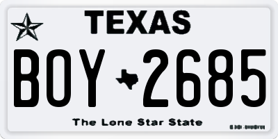 TX license plate BOY2685