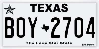 TX license plate BOY2704