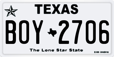 TX license plate BOY2706