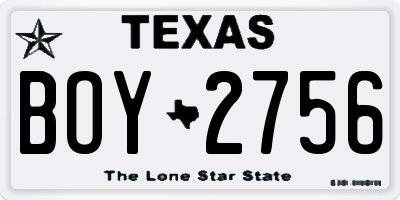 TX license plate BOY2756