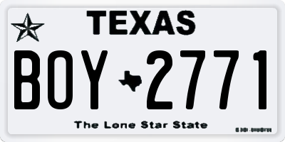 TX license plate BOY2771