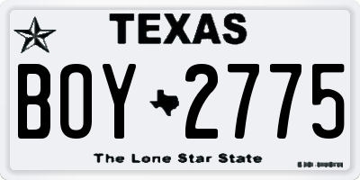 TX license plate BOY2775