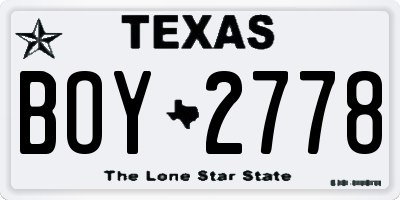 TX license plate BOY2778