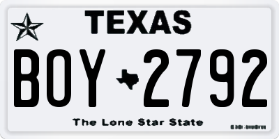 TX license plate BOY2792