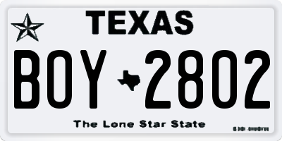 TX license plate BOY2802