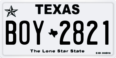 TX license plate BOY2821