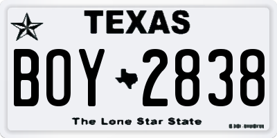 TX license plate BOY2838