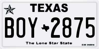 TX license plate BOY2875