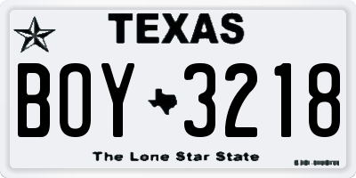 TX license plate BOY3218