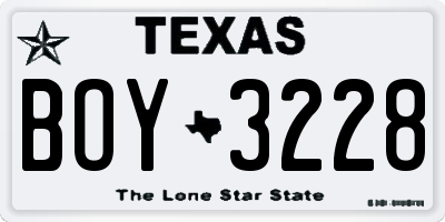 TX license plate BOY3228