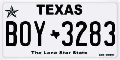 TX license plate BOY3283