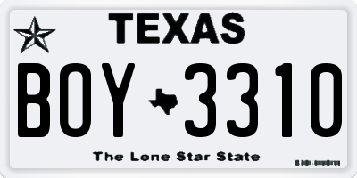 TX license plate BOY3310