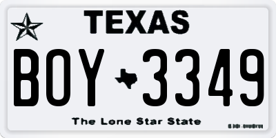 TX license plate BOY3349