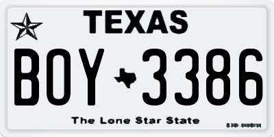 TX license plate BOY3386