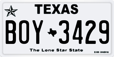 TX license plate BOY3429