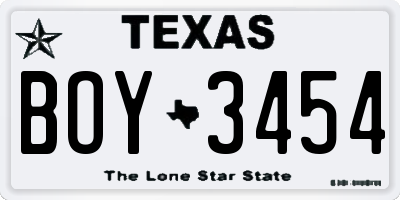 TX license plate BOY3454