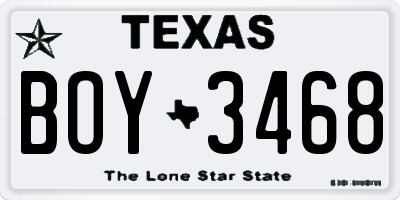 TX license plate BOY3468