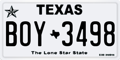 TX license plate BOY3498