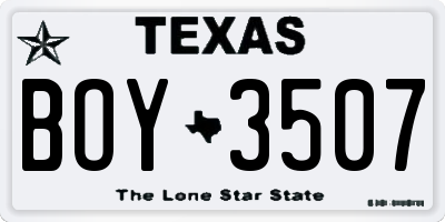 TX license plate BOY3507