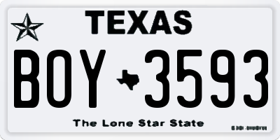 TX license plate BOY3593