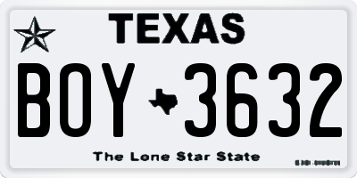 TX license plate BOY3632