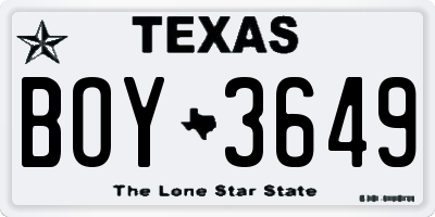 TX license plate BOY3649