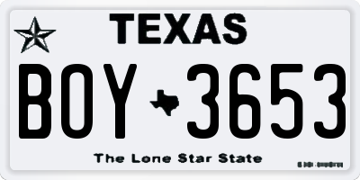 TX license plate BOY3653