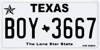 TX license plate BOY3667