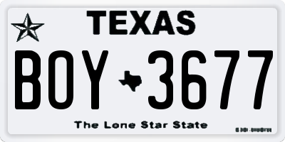 TX license plate BOY3677