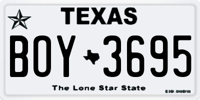 TX license plate BOY3695