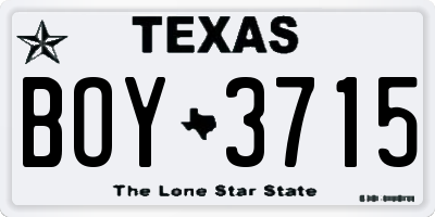 TX license plate BOY3715