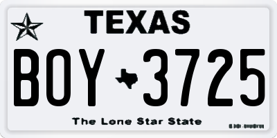 TX license plate BOY3725