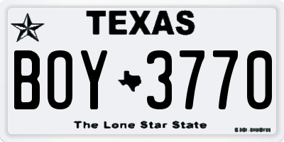 TX license plate BOY3770