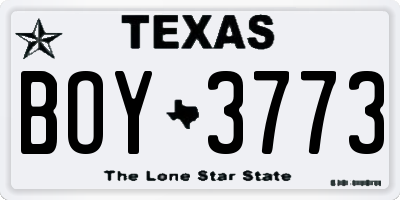 TX license plate BOY3773