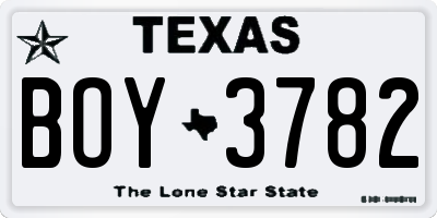 TX license plate BOY3782