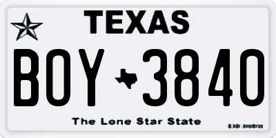 TX license plate BOY3840