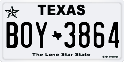 TX license plate BOY3864