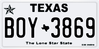 TX license plate BOY3869