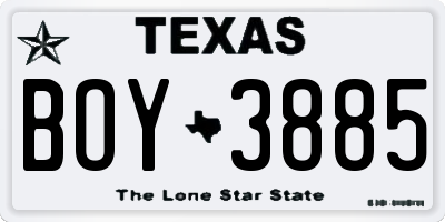TX license plate BOY3885
